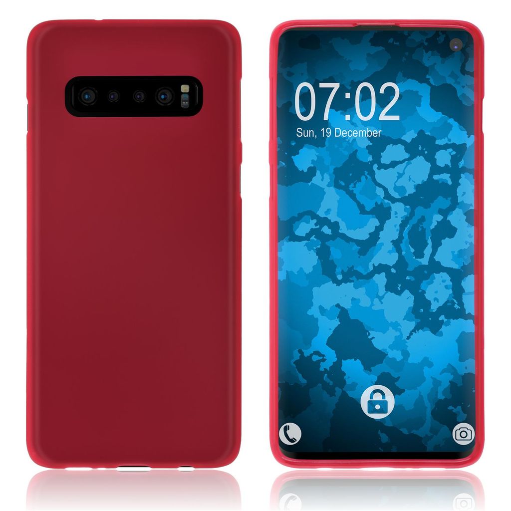 PhoneNatic Case kompatibel mit Samsung Galaxy S10 - rot Silikon Hülle matt Cover