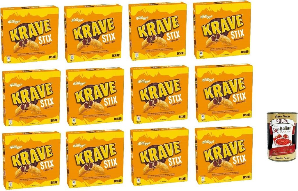 Krave Stix Choco Nut, Schokolade und Haselnussnuss Snacks, 12x 103g + Italian Gourmet polpa 400g