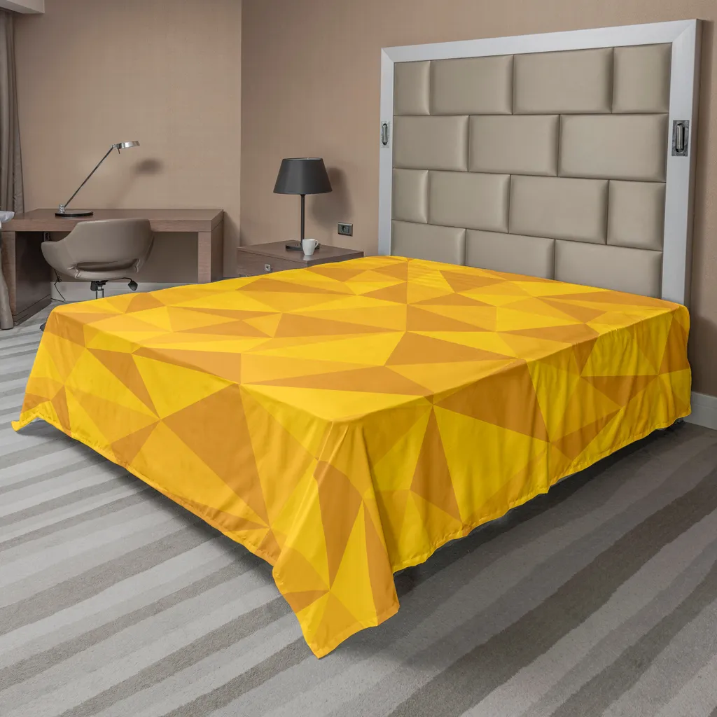 Drap plat anti-plis et facile à laver pour lit double jaune 244 cm