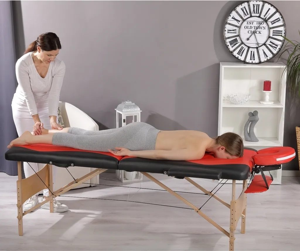 Lettino Terapeutico in Legno 2 Zone Rosso e Nero - Benessere Mobile - 3