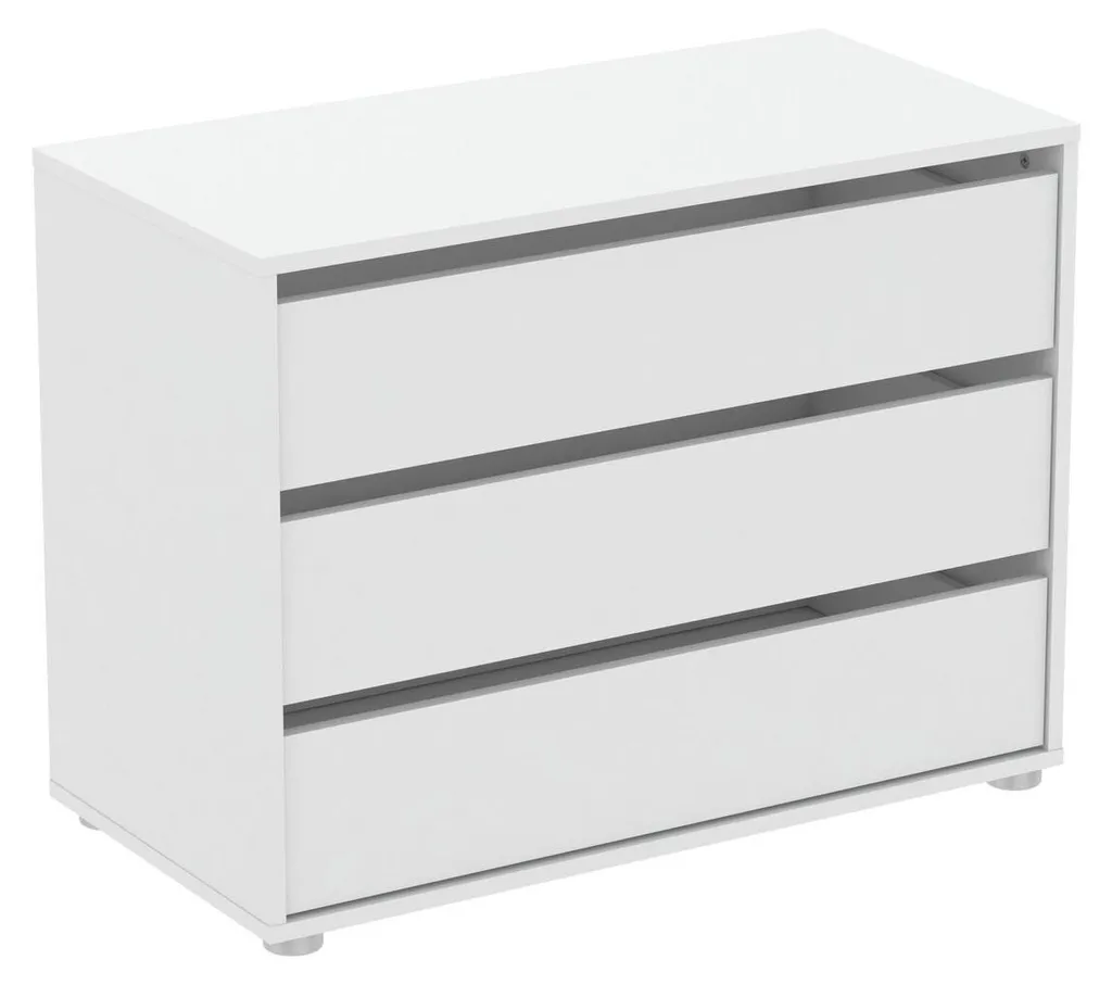 Commode blanche 80cm Blokty avec 3 grands tiroirs de rangement stables - 3