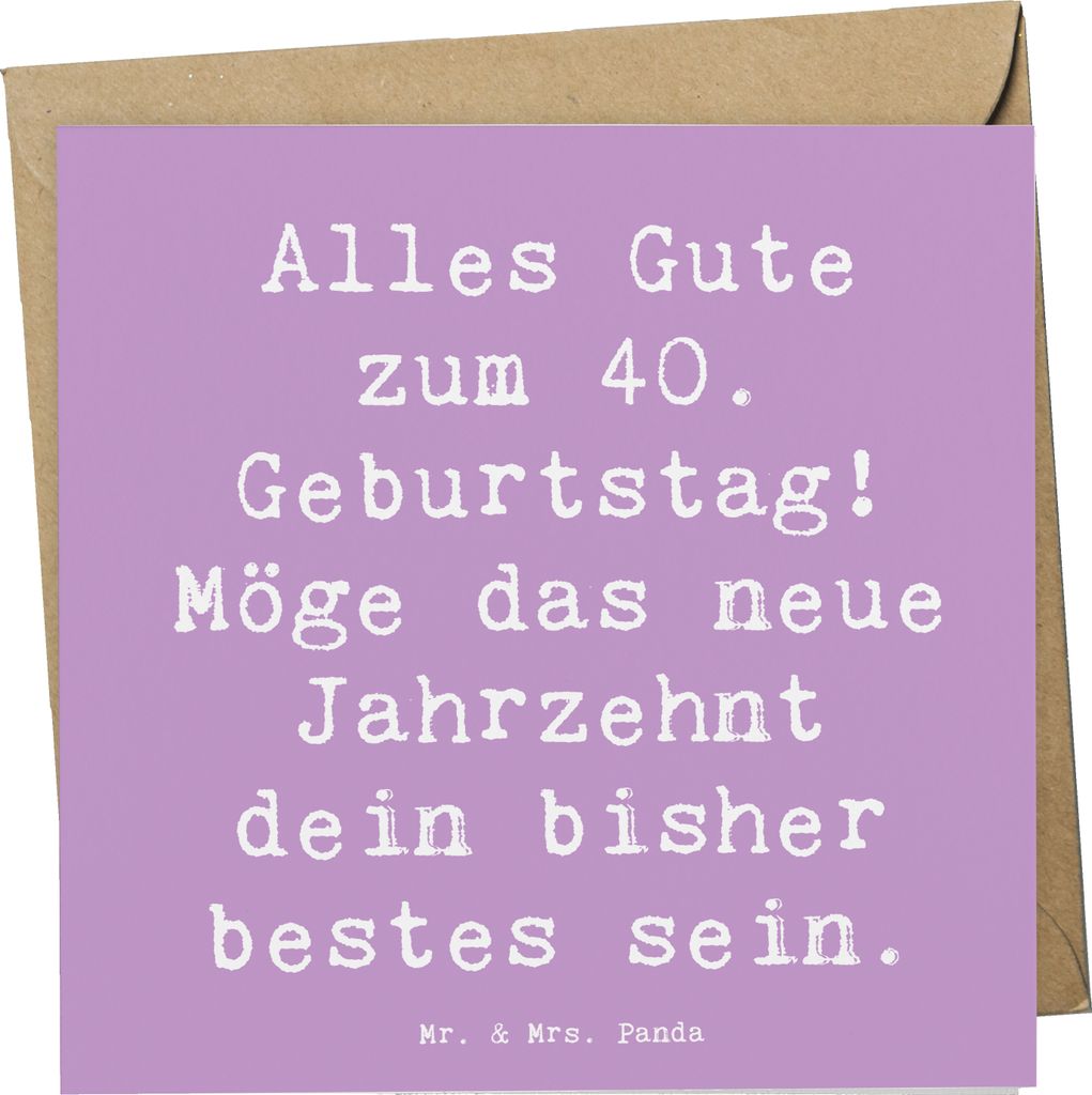 Mr. & Mrs. Panda Grußkarte Spruch 40. Geburtstag Alles Gute - Lavendeltraum - Geschenk, personalisiert, Alter, faltkarte, Jubiläum, 40 Jahre, anl...