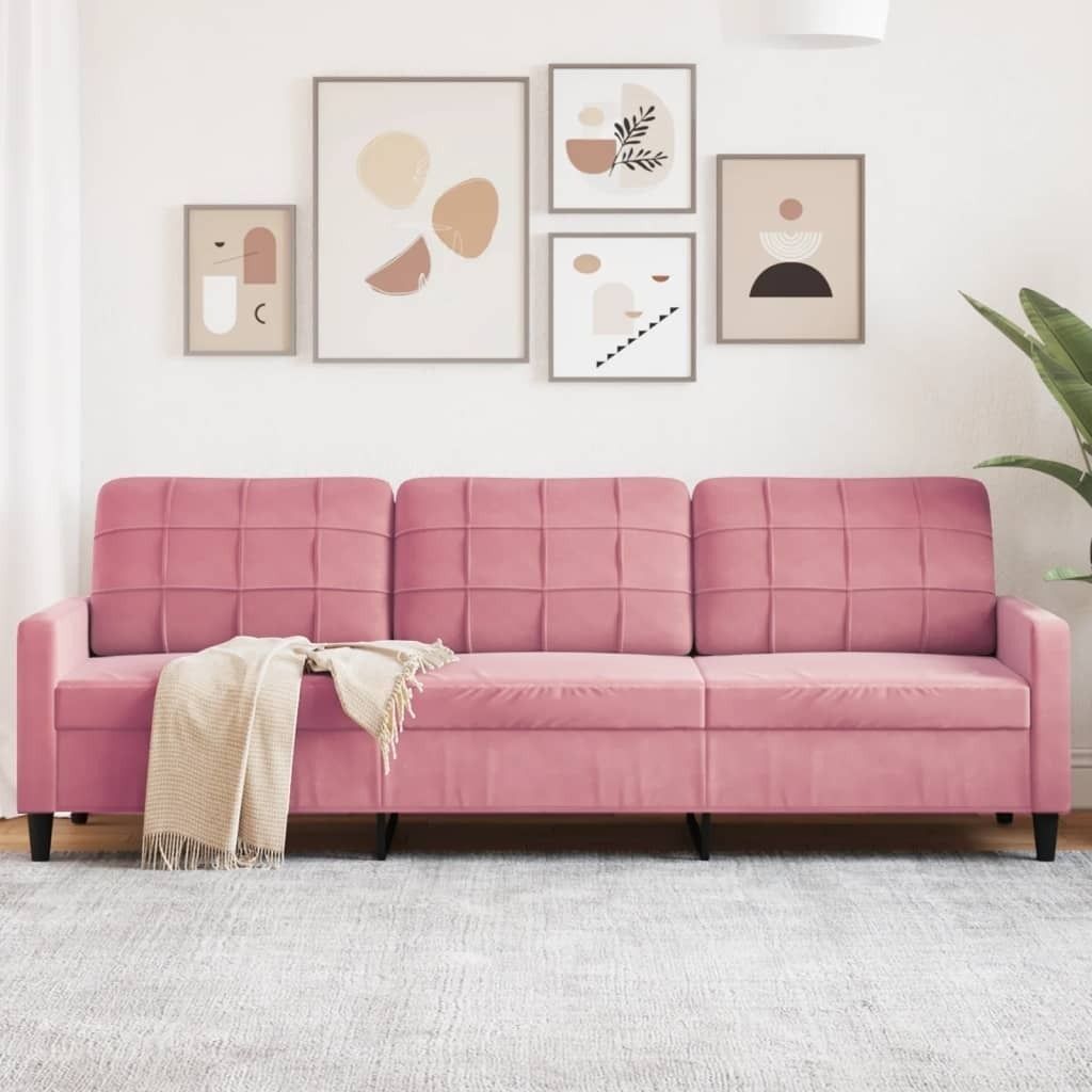 Eleganten-Stil 3-Sitzer-Sofa,Sofagarnitur ,Couchgarnitur Rosa 210 cm Samt Klassische Sofas CHY6704825