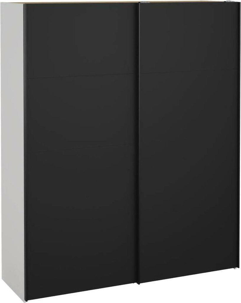 Kleiderschrank 2 Türen Taxus, Schlafzimmermöbel, Schrank, Garderobe, 182x61 h220 cm, Weiß und Schwarz