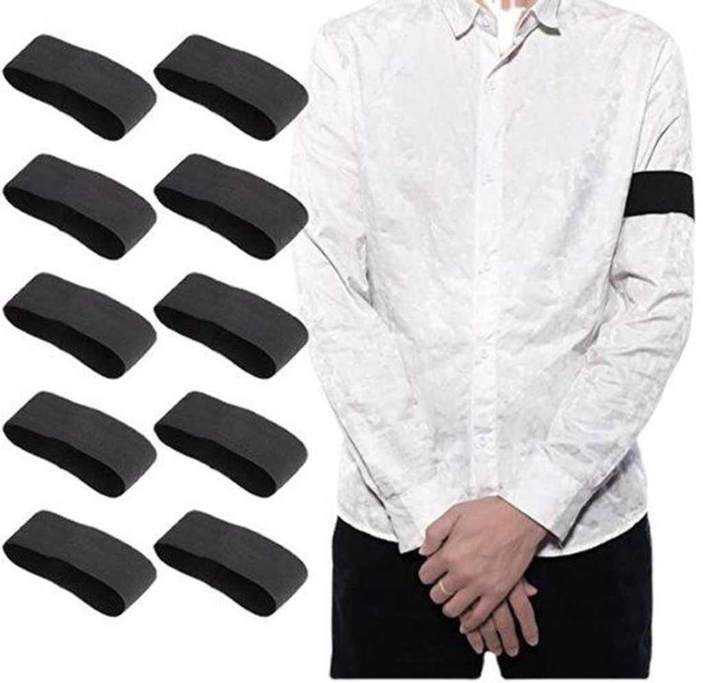 10 Stück schwarze Elastikarmbänder für Kapitänsarmbänder, Trauer, Ehrerbietung, Beerdigung, Sport, Schwarze Armbänder