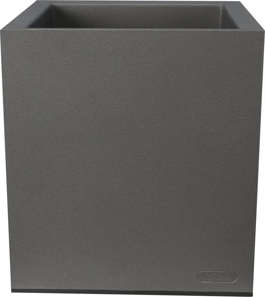 Pot de Fleurs Carré Gris Riviera en Plastique Robuste - Finition Mate
