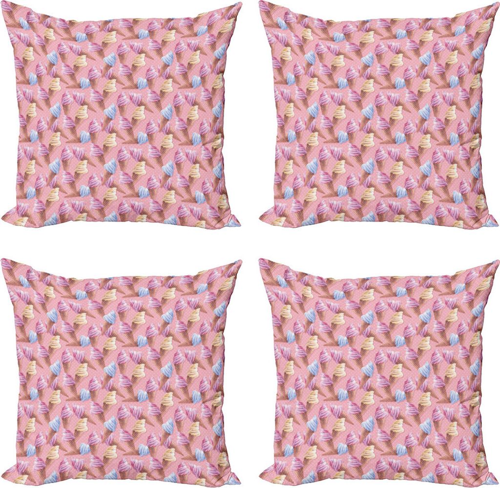 ABAKUHAUS Eis Kissenbezug Set (4 Stück), Sommer Wüste, Moderner Doppelseitiger Digitaldruck, 45 cm x 45 cm, Sand Braun Hellrosa