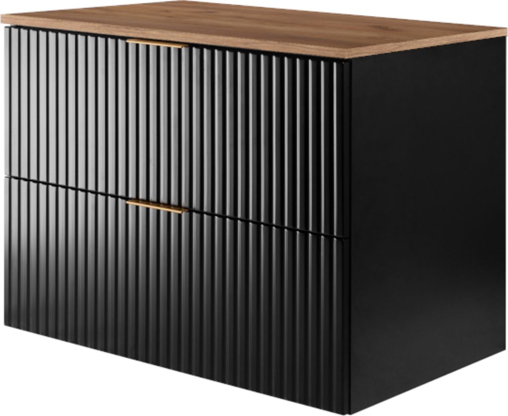 Rodan | Mobile da bagno 80 cm | Nero opaco | L/P 80/57/46 Immagine del prodotto 