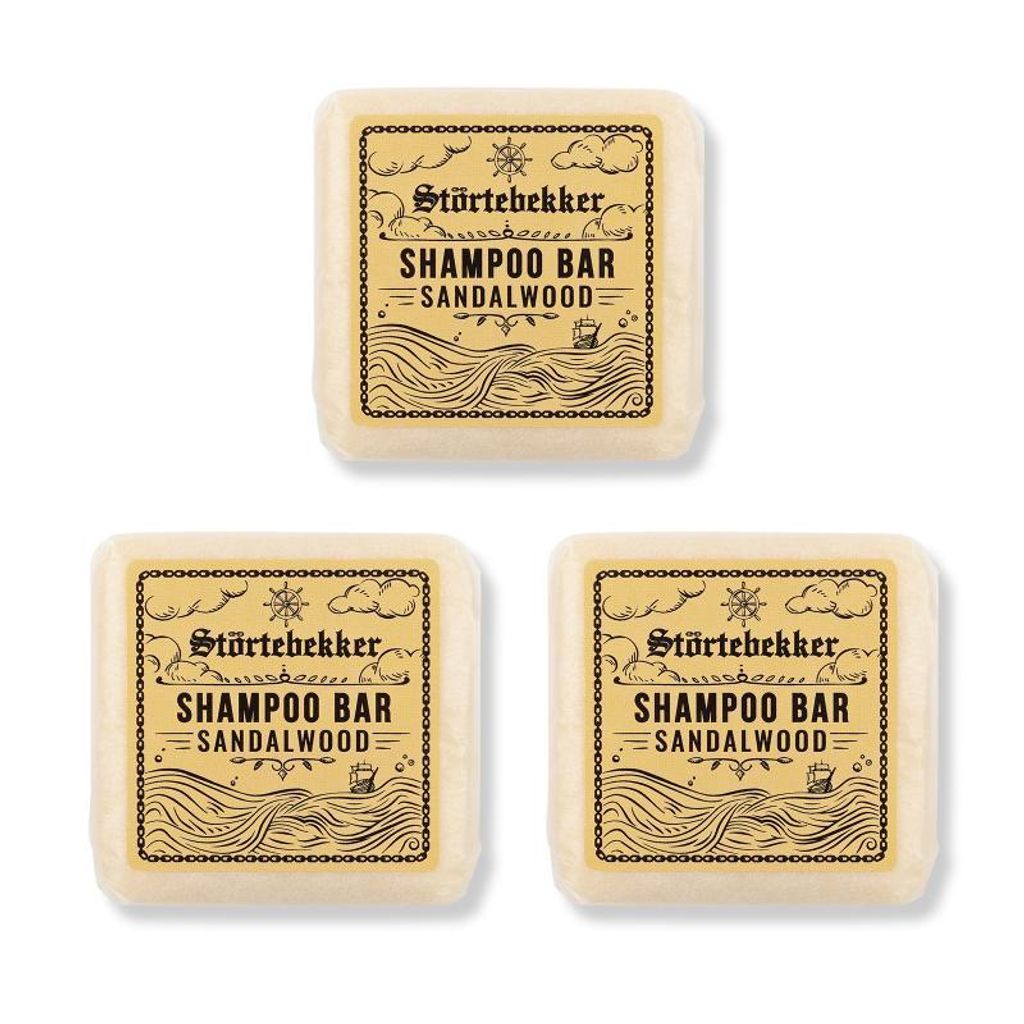 Störtebekker - Festes Shampoo Sandelholz 3er Set - handgefertigt, vegan, getestet - wohlduftende Duschpflege für Haut und Haar