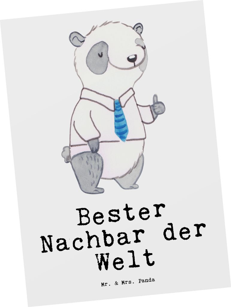 Mr. & Mrs. Panda Ansichtskarte Panda Bester Nachbar der Welt - Weiß - Geschenk, Dankeschön, bildkarte, Nachbarn, Fotokarte, Grußkarte, Geschenki...