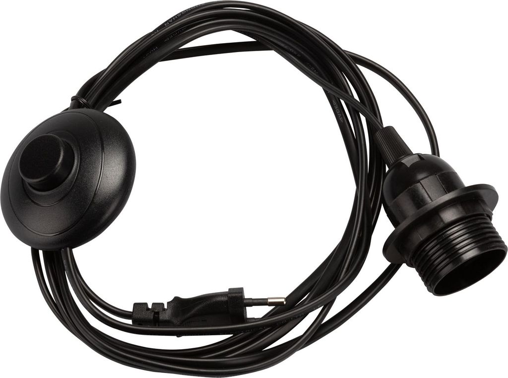 E27 Lampenfassung mit FußSchalter S60 Netzkabel 3,5m Lampenaufhängung Sokel 350SW schwarz