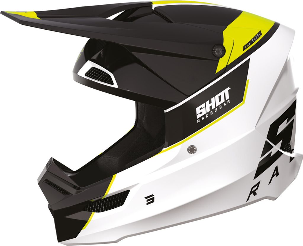 Shot Furious Scope Motocross Helm, schwarz/weiß/gelb, M (57/58)