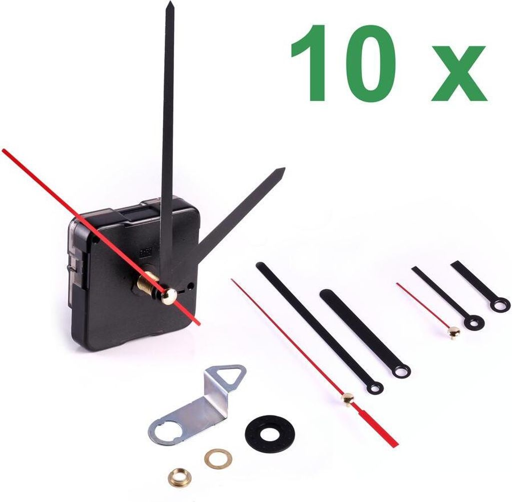 10 x Quarzuhrwerk mit 10x3 Zeigersätzen (30) Uhr Alu Zeiger Produktbild 