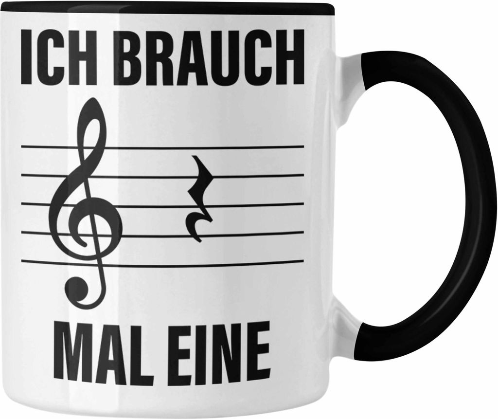 Trendation - Musiker Tasse Geschenk Ich Brauch Mal Eine Pause Lustige Geschenkidee für Musiker (Schwarz)