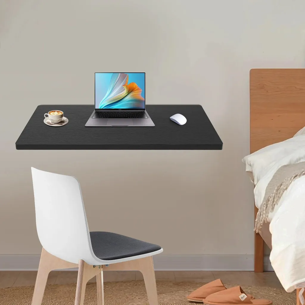 Table pliante murale pour petits espaces - Supporte 250kg - Noir mat