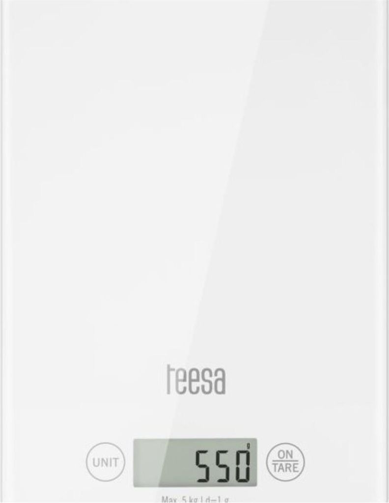 Küchenwaage Glas weiß Teesa LCD Tara