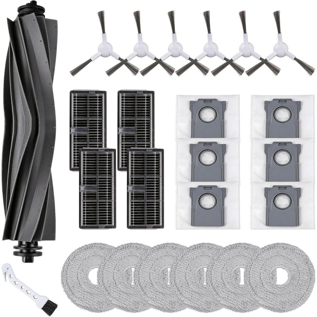 24set für Dreame L10s Ultra Gen2/Pro Ultra Heat/X30 Ultra/Mova E30 Ultra – 1 Hauptbürste, 6 Seitenbürsten, 6 Staubbeutel