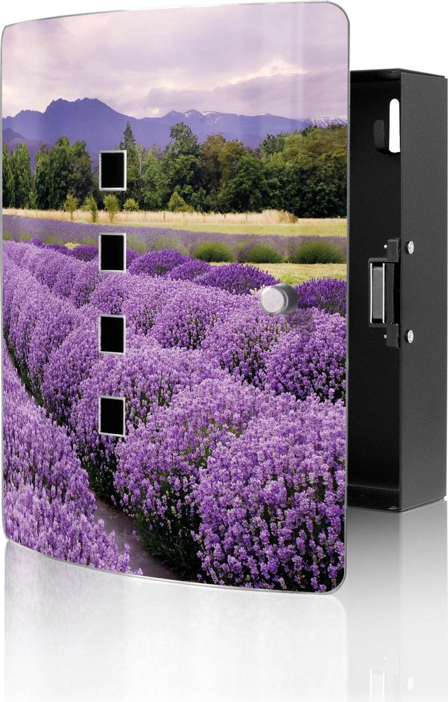 banjado Design Schlüsselkasten aus Edelstahl für 10 Schlüssel, Schlüsselschrank 24 x 21,5 x 7cm groß mit Magnetverschluss, Lavendel 1 [BWSK 10...