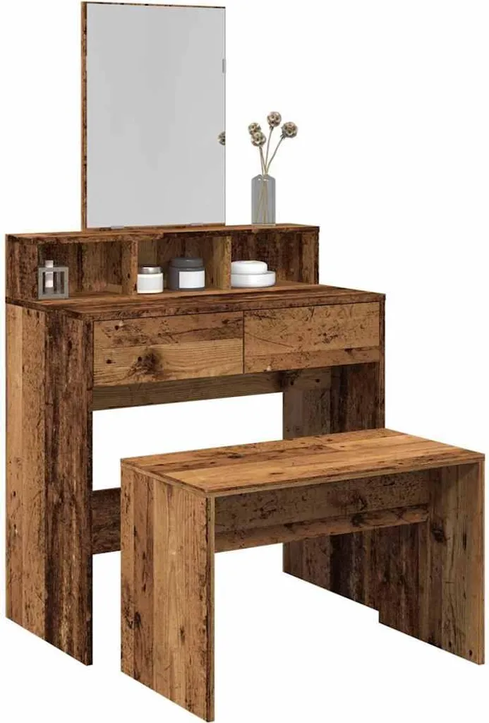 vidaXL Tabouret de maquillage imitation vieux bois 70x35x45 cm robuste