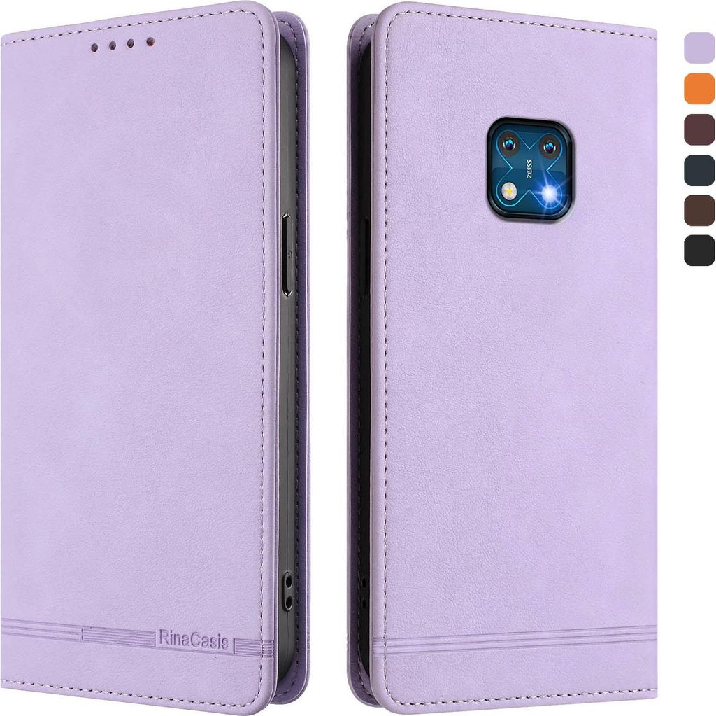 Hülle für Nokia XR20, Retro Kunstleder Ständer Klapphülle mit Kartenfächer und Magnetische Violett