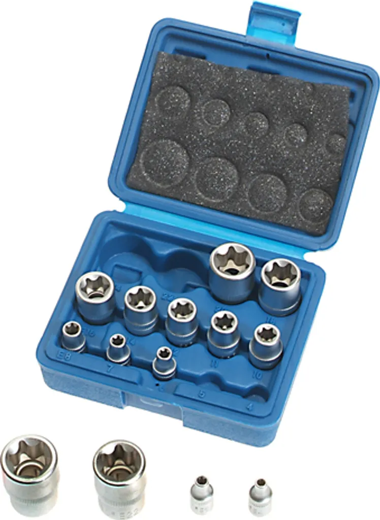 Jeu de 14 douilles femelles Torx E-Profil E4-E24 en acier Cr-V de haute qualité