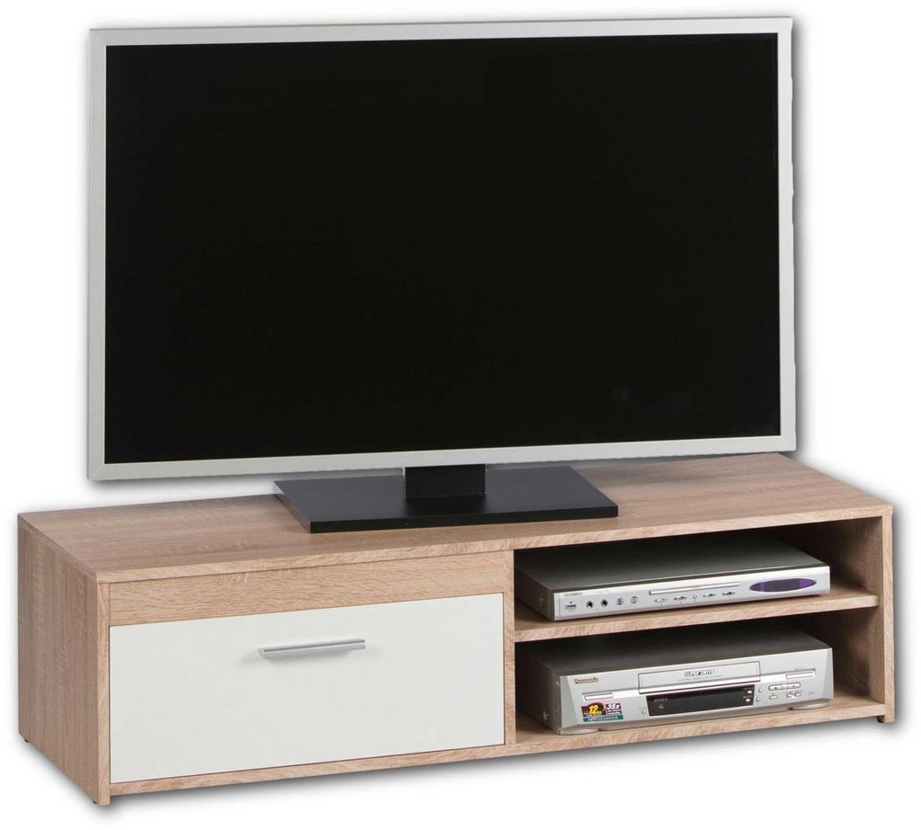 TV-Schrank Gamba - 120x38x32cm - 1 Tür - Eiche Nachbildung/Weiß