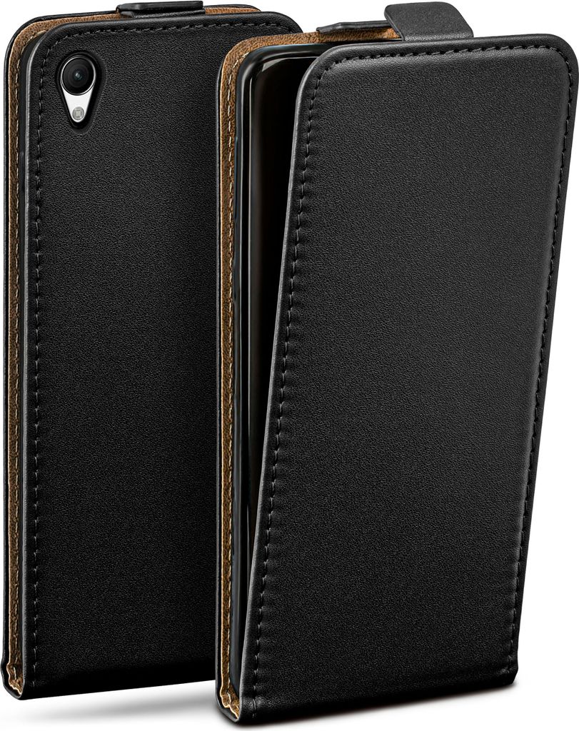 moex Flip Case kompatibel mit Sony Xperia Z5 Premium - Hülle mit 360 Grad Schutz, Schwarz