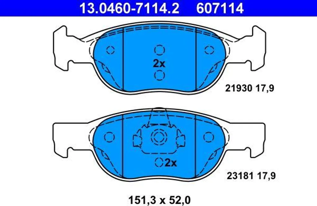 ATE 13.0460-7114.2 Jeu de Plaquettes de Frein à Disque OE 9947934