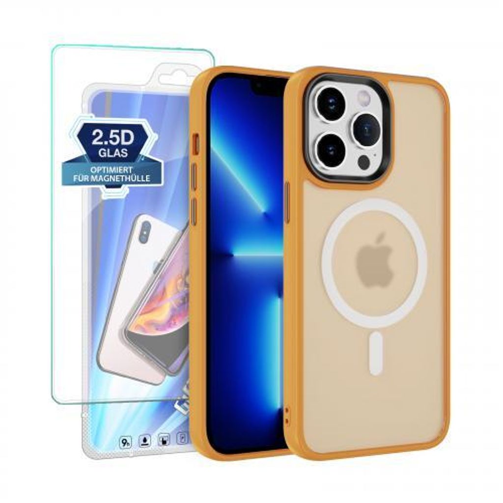 Armor-Magnethülle für Apple iPhone Serie - Farbe: Gelb - Modellkompatibilität: Für Apple iPhone 13 Pro - Displayglas: Mit 9H Displayglas