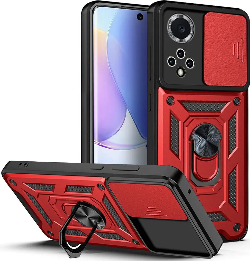 Cover Huawei Nova 9 Antiurto Rossa: Protezione Fotocamera e Ring Stand