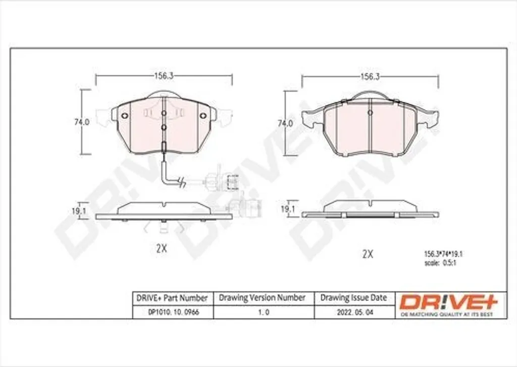 Plaquettes de frein Dr!ve+ DP1010.10.0966 pour A4, Golf III et Passat