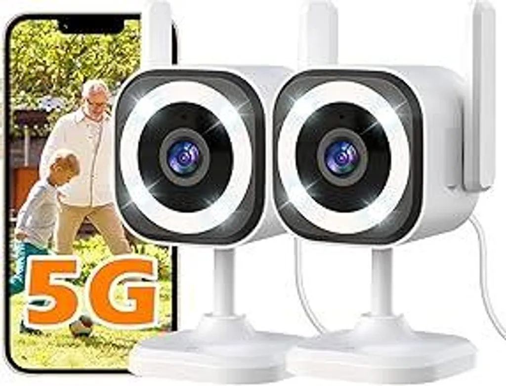 Telecamera di sorveglianza 2K per interni/esterni, telecamera 5G/2.4G per interni per baby monitor/bambini più grandi/cani, telecamera per animali domestici, impermeabile IP66, zoom 3x, visione notturna, SD/cloud