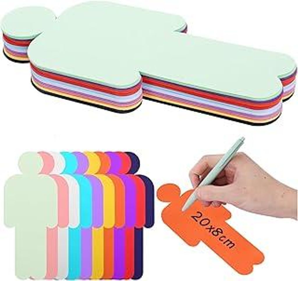 120 Stück Moderationskarten Bunt 20x8cm Moderationskoffer Mensch 10 Farben Präsentationskarten Rund Metaplankarten Set für Büro Schule Präsent...