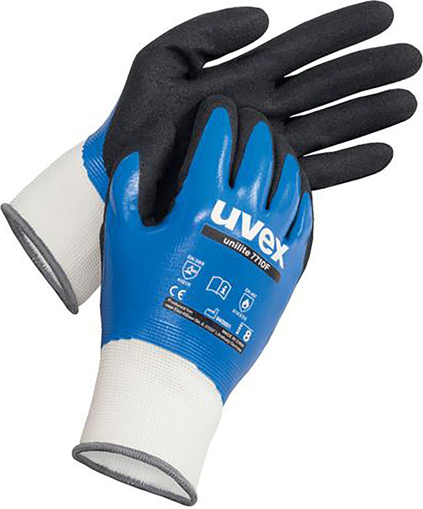 uvex Schutzhandschuh unilite 7710F blau, weiß Gr. 10