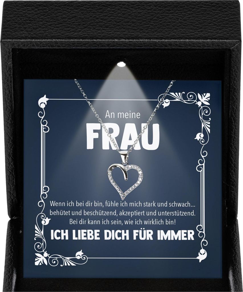 22Feels Ehefrau Geschenk Hochzeitstag Frauen Schmuck - Silber 925/000 Herz Halskette Damen - Ich Liebe Dich Schatz Valentinstag Geburtstag Weihnach...