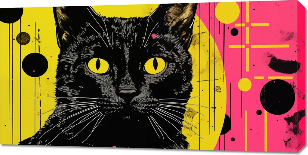 Quadro 100x50cm Gatto al neon
