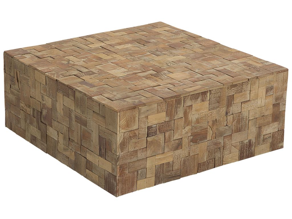 BELIANI Couchtisch Hellbraun Teakholz quadratisch 80x80 cm handgefertigt Modern Rustikaler Stil Sofatisch Wohnzimmer Salon Möbel