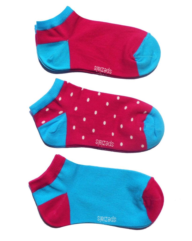Kinder Sneaker Socken für Mädchen 3-er Pack aus Baumwolle Pünktchen Dunkelrosa Größe 35-38
