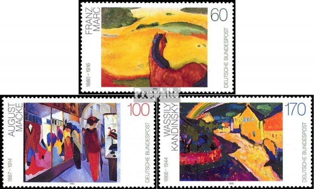 Briefmarken BRD (BR.Deutschland) 1992 Mi 1617-1619 (kompl.Ausgabe) gestempelt Deutsche Malerei des 20.Jahrhunderts (I)