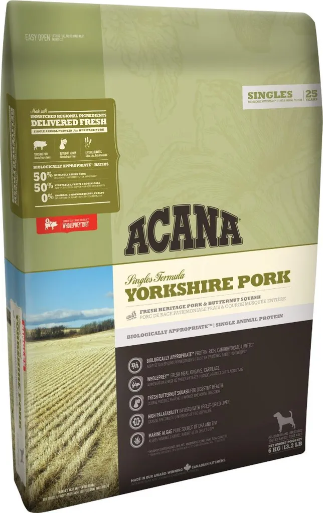 Acana Singles Yorkshire Pork 11.4kg : Croquettes Monoprotéiques Chien
