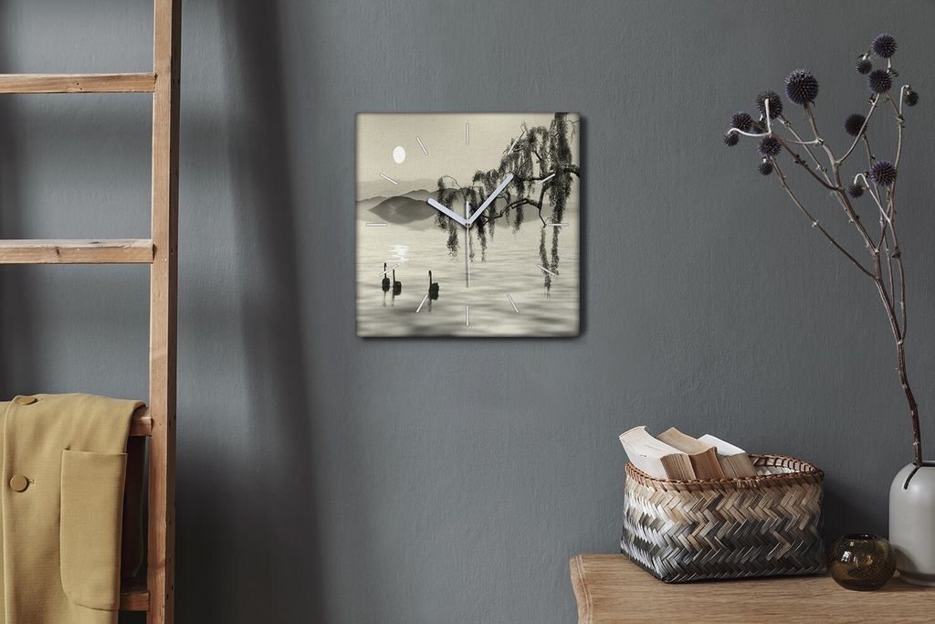Coloray Hodiny Unikátní 30x30 cm Tiché hodiny Pro obývací pokoj a kuchyň Nástěnné hodiny Plátno Bílé ručičky hodin - Viz stromový zv...
