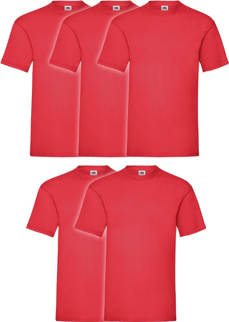 5er Pack Fruit of the Loom Valueweight T-Shirt + GRATIS MyShirt Stoffbeutel Farbe: rot Größe: L