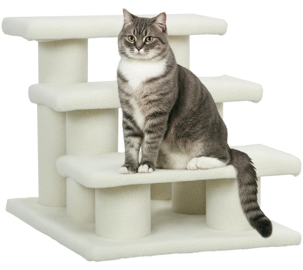 PawHut Katzentreppe 3 Stufen Tiertreppe Treppe für Katze, Produktbild 