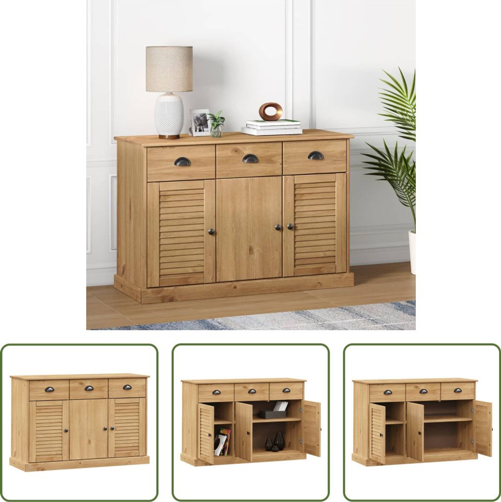 The Living Store Sideboard mit Schubladen VIGO 113x40x75 cm Massivholz Kiefer