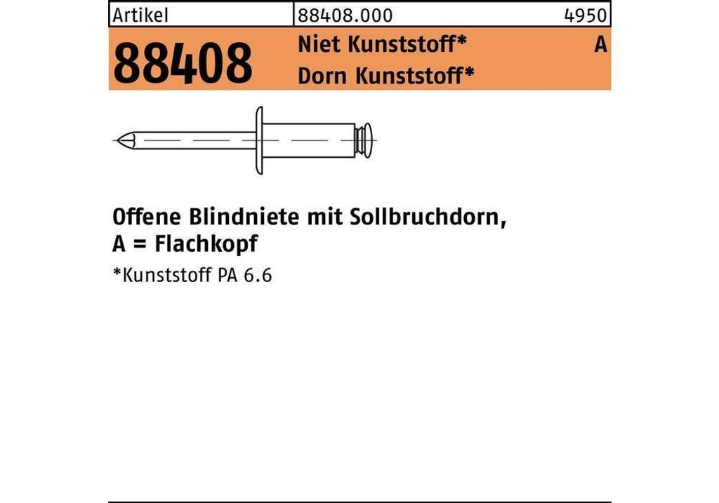 Reyher Offene Blindniete Kst. FLAKO 4x8 (500 Stück)