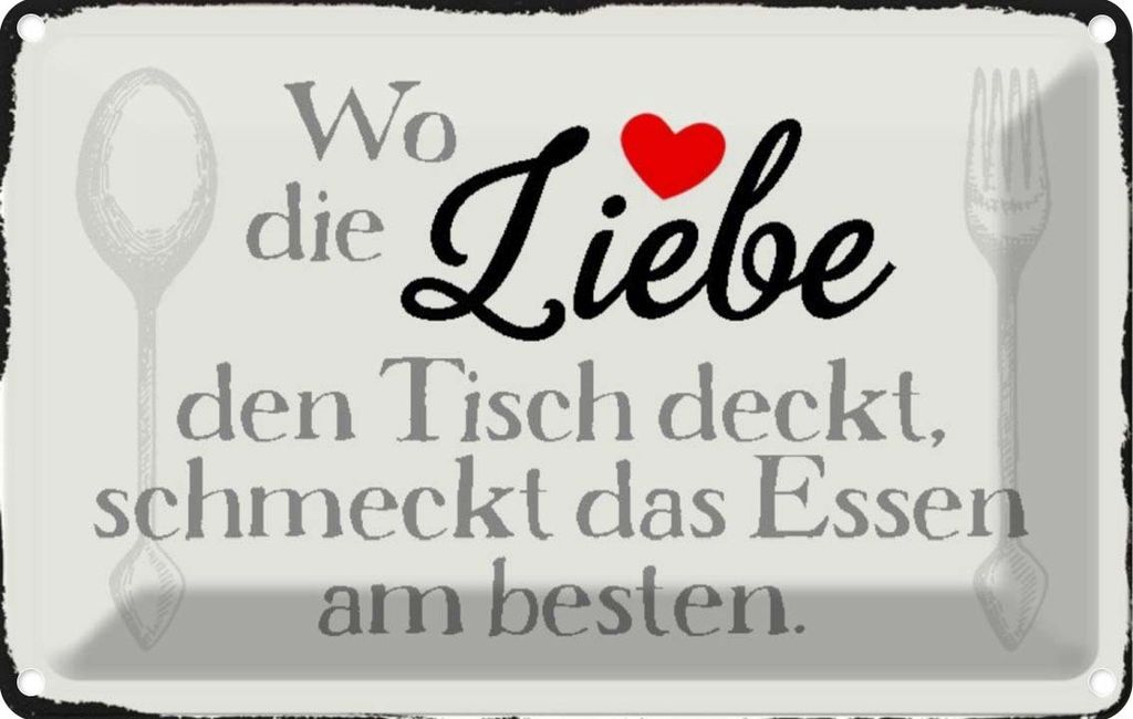 vianmo Blechschild 20x30 cm wo Liebe den Tisch deckt Essen Dekoration