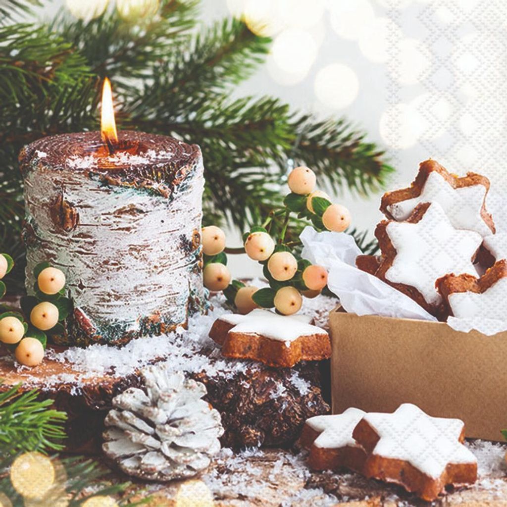 Servietten 33x33 cm - Birchwooden candle