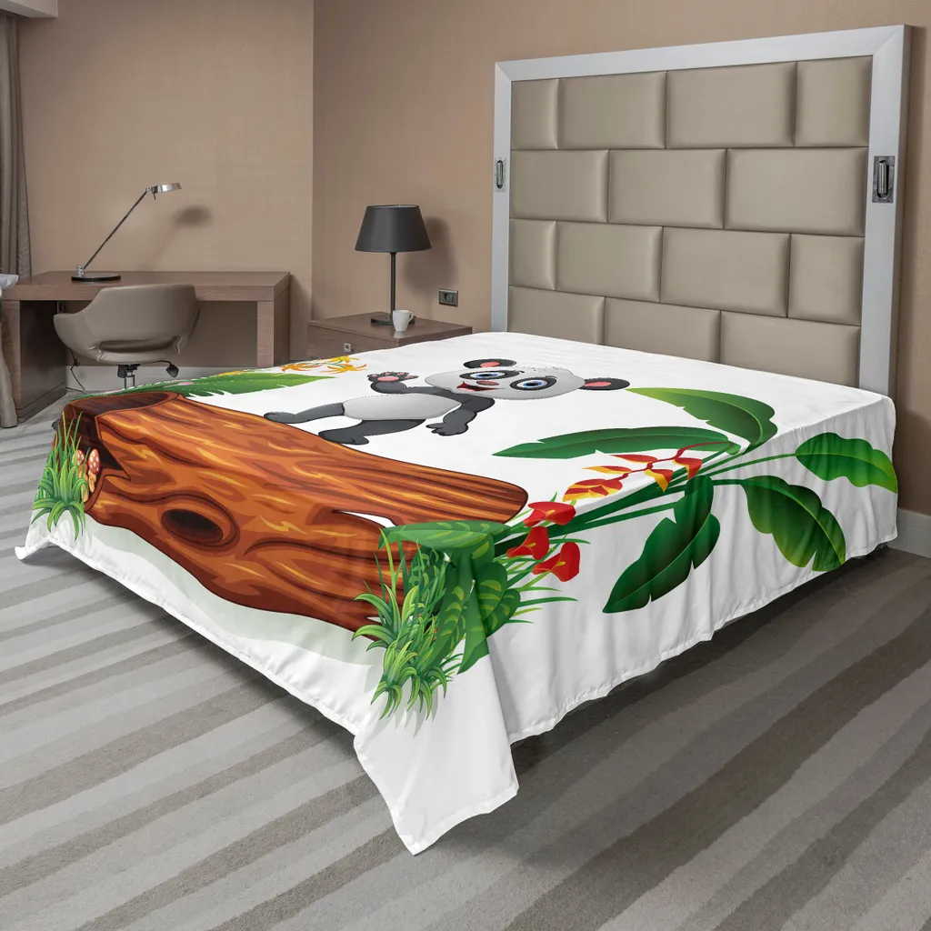 Drap de lit Panda pour Chambre d'Enfant ou Adulte - Déco Tropicale 244cm