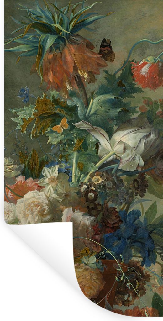 MuchoWow Wandtattoo Wandsticker Wandaufkleber Stilleben mit Blumen - Gemälde von Jan van Huysum 20x40 cm Selbstklebend und Repositionierbar - Se...