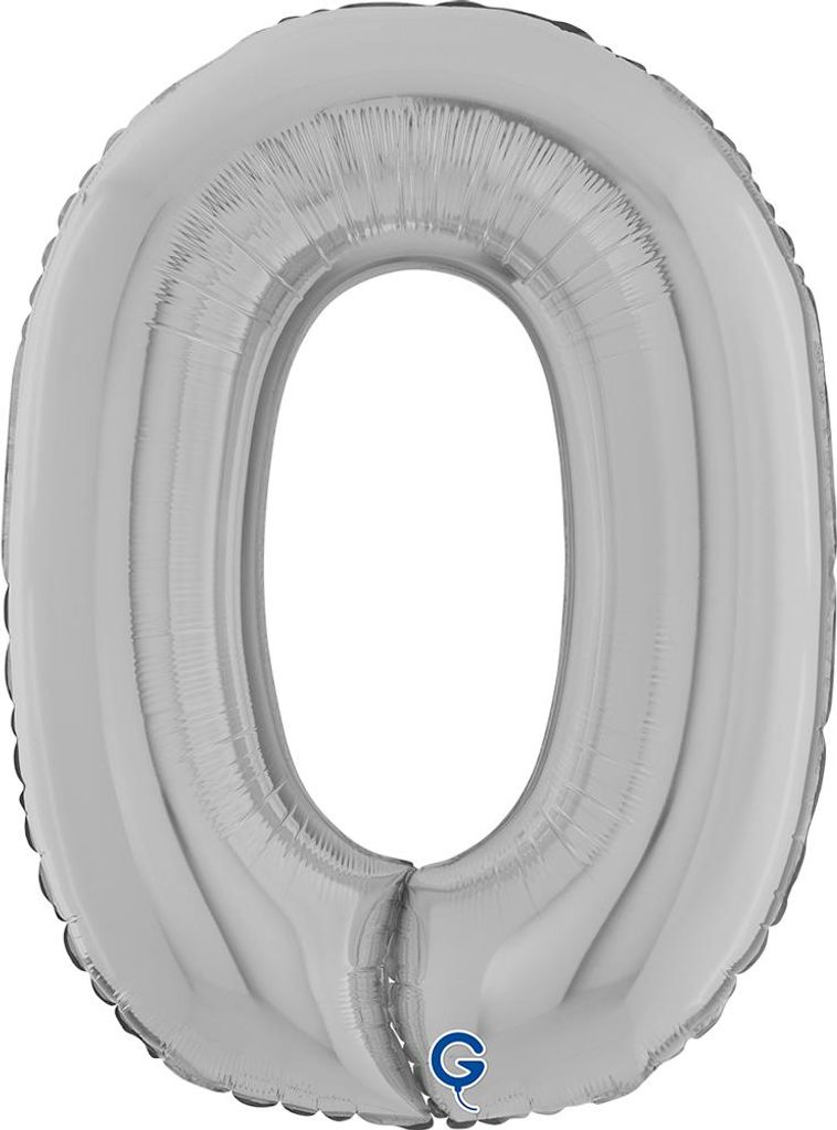 Riesenzahl Folienballon 26"/66cm | Silber Zahl: 0
